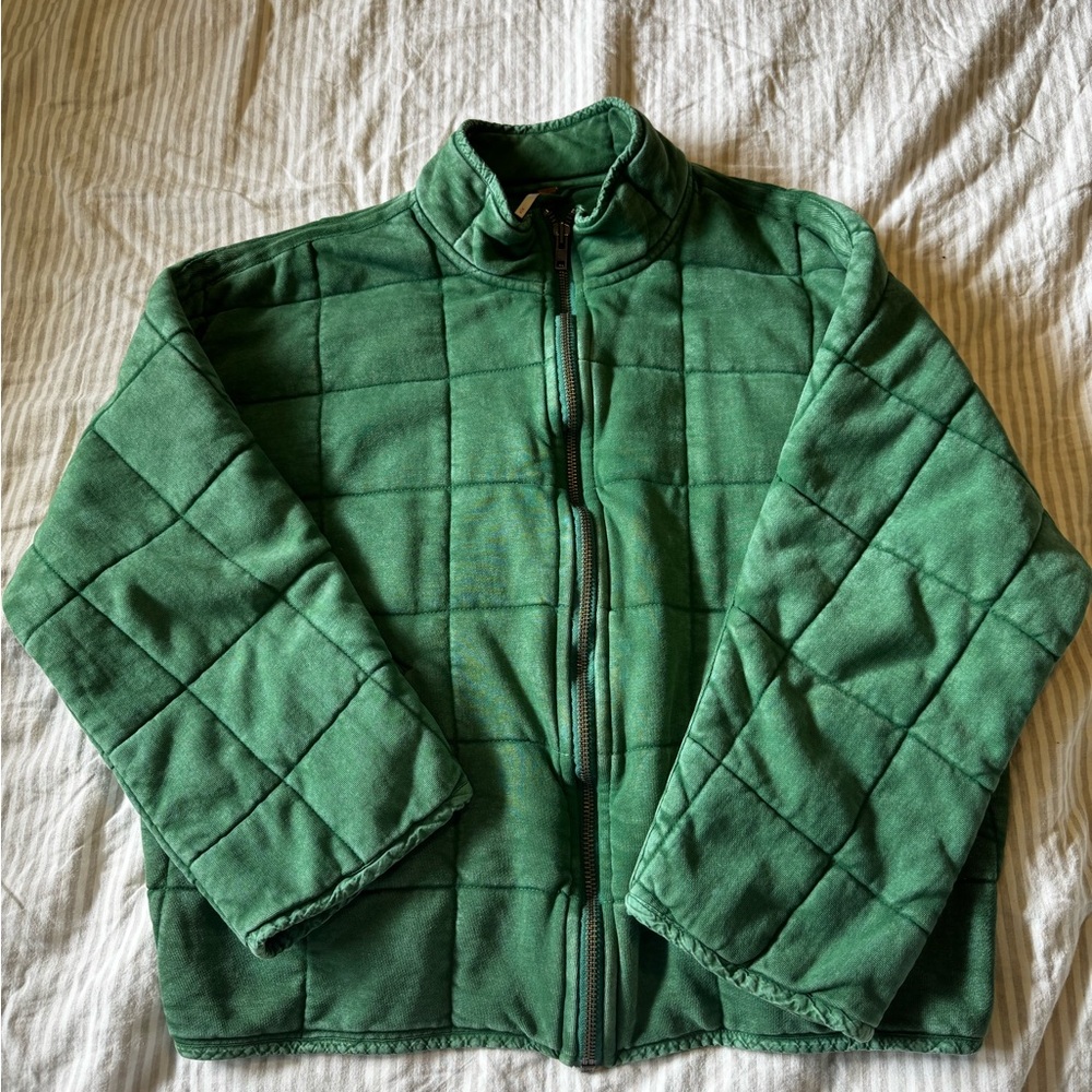 Free People Green Quilted Bomber Jacket